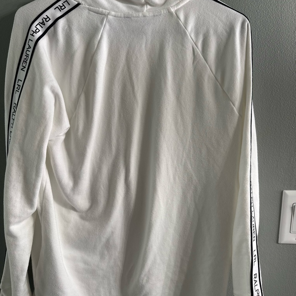 Ralph Lauren White Hoodie with Black Logo Stripes - Picture 7 of 8